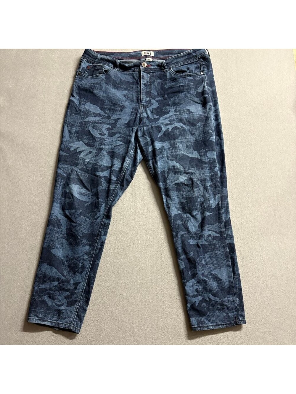 EV1 Ellen DeGeneres Womens Camo Jeans Size 18 Blue Camouflage Stretch Denim